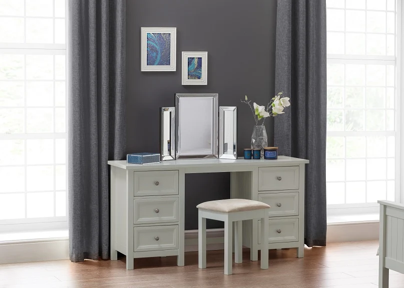 Maine Dove Grey Dressing Table W/Optional Extras - Image 9