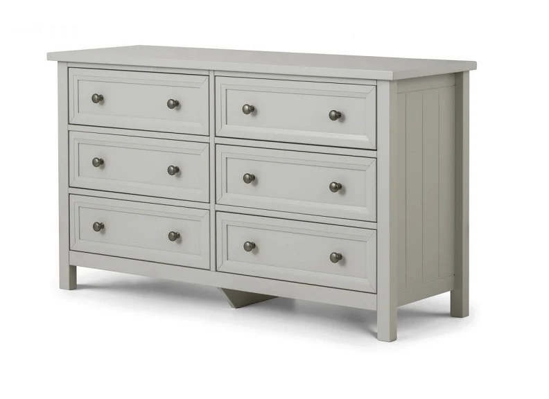 Maine Dove Grey Six Drawer Wide Chest