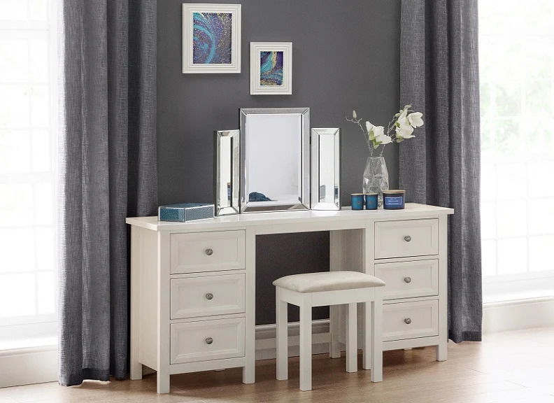 Maine Surf White Dressing Table W/Optional Extras - Image 6