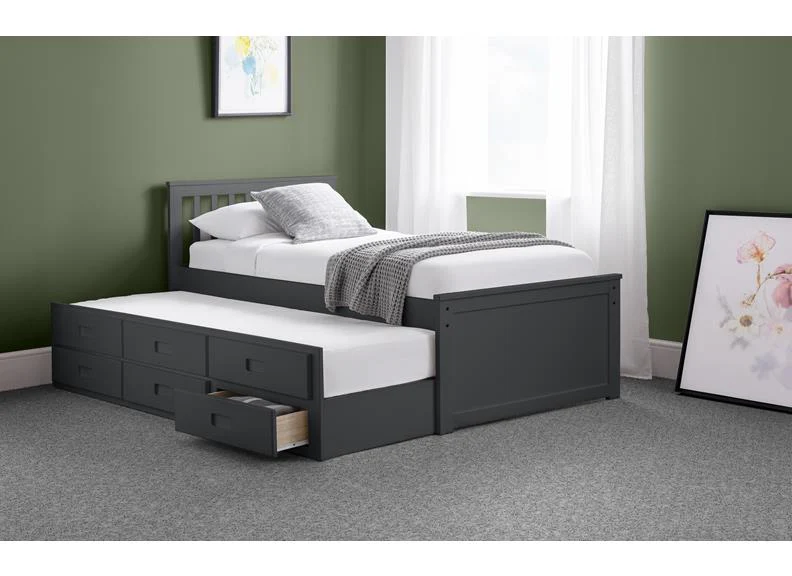 Maisie Bed With Under Bed And Drawers – Anthracite Grey Space-Saving Design