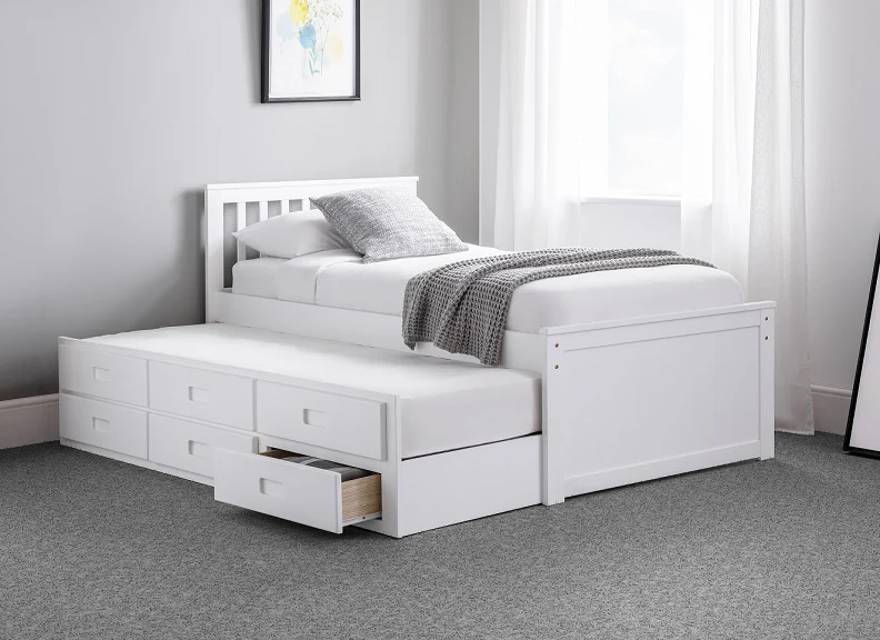 Maisie Bed With Underbed And Drawers - Surf White