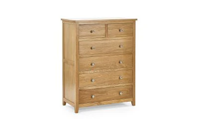 Mallory 4+2 Drawer Chest - Solid Oak and Oak Veneer Storage Solution - Image 2