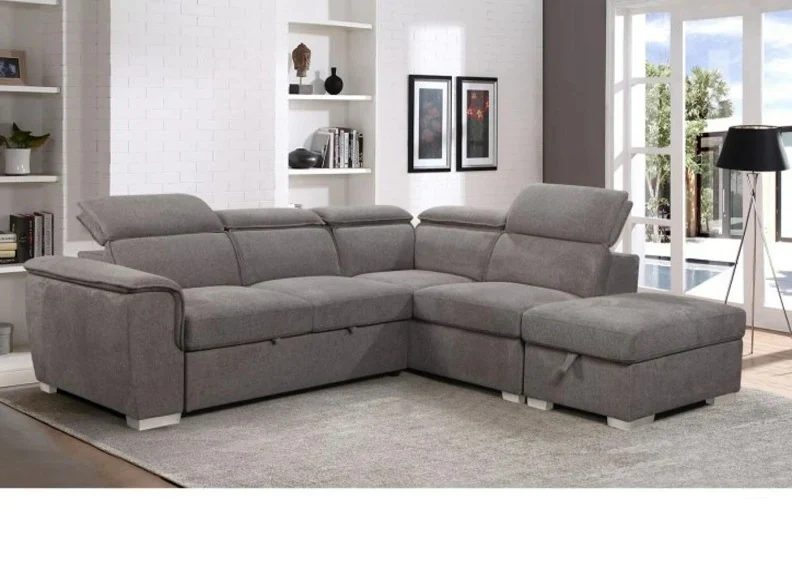 Malta Corner Suite – Grey Fabric with Pull-Out Sofa Bed - Image 3