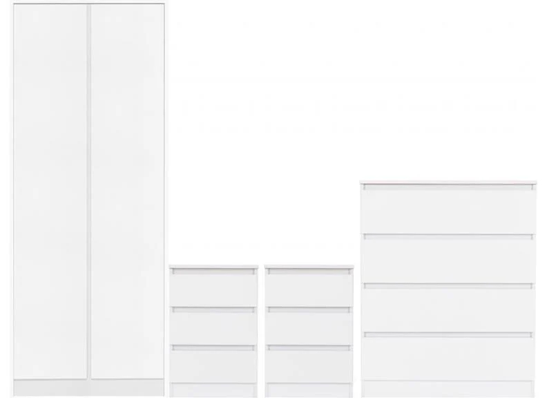 Malvern 2 Door Wardrobe Bedroom Set – White Finish with Anti-Tip Strap - Image 4