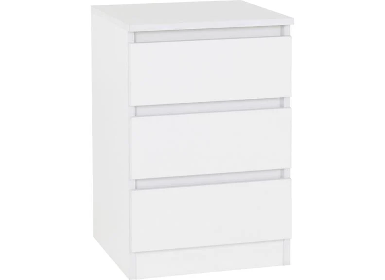 Malvern 3 Drawer Bedside White