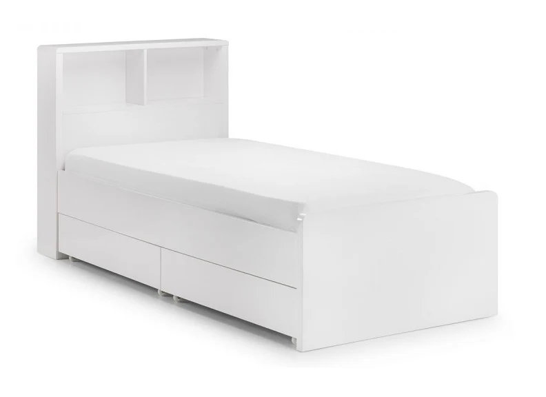 Manhattan White Gloss Bookcase Bed - Image 3