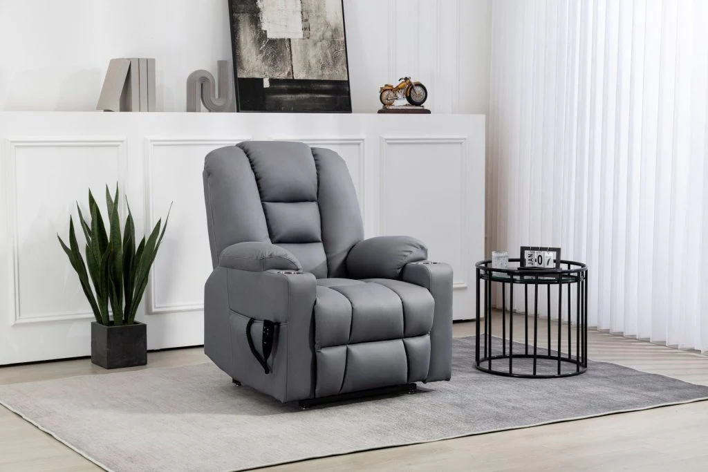 Margo Recliner Chair – Dual Motor Functionality in Soft Grey Microfibre