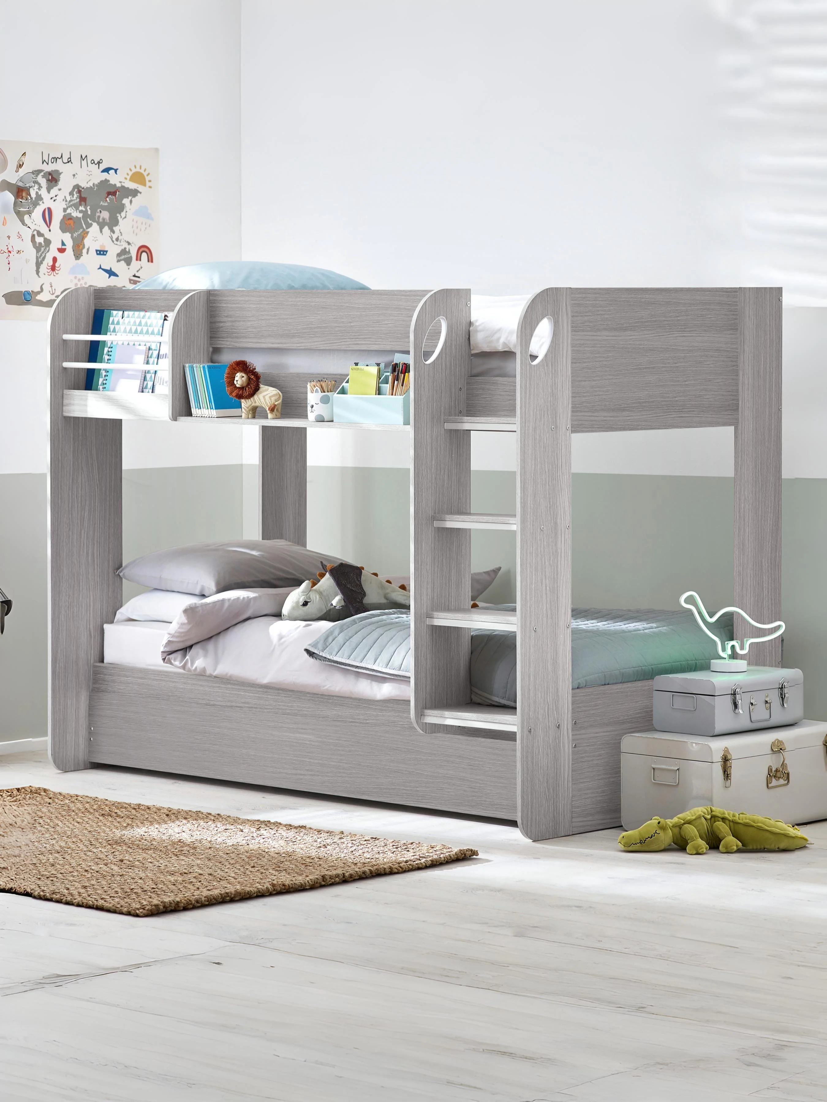 Mars Bunk & Underbed – Grey Oak with Pull-Out Trundle