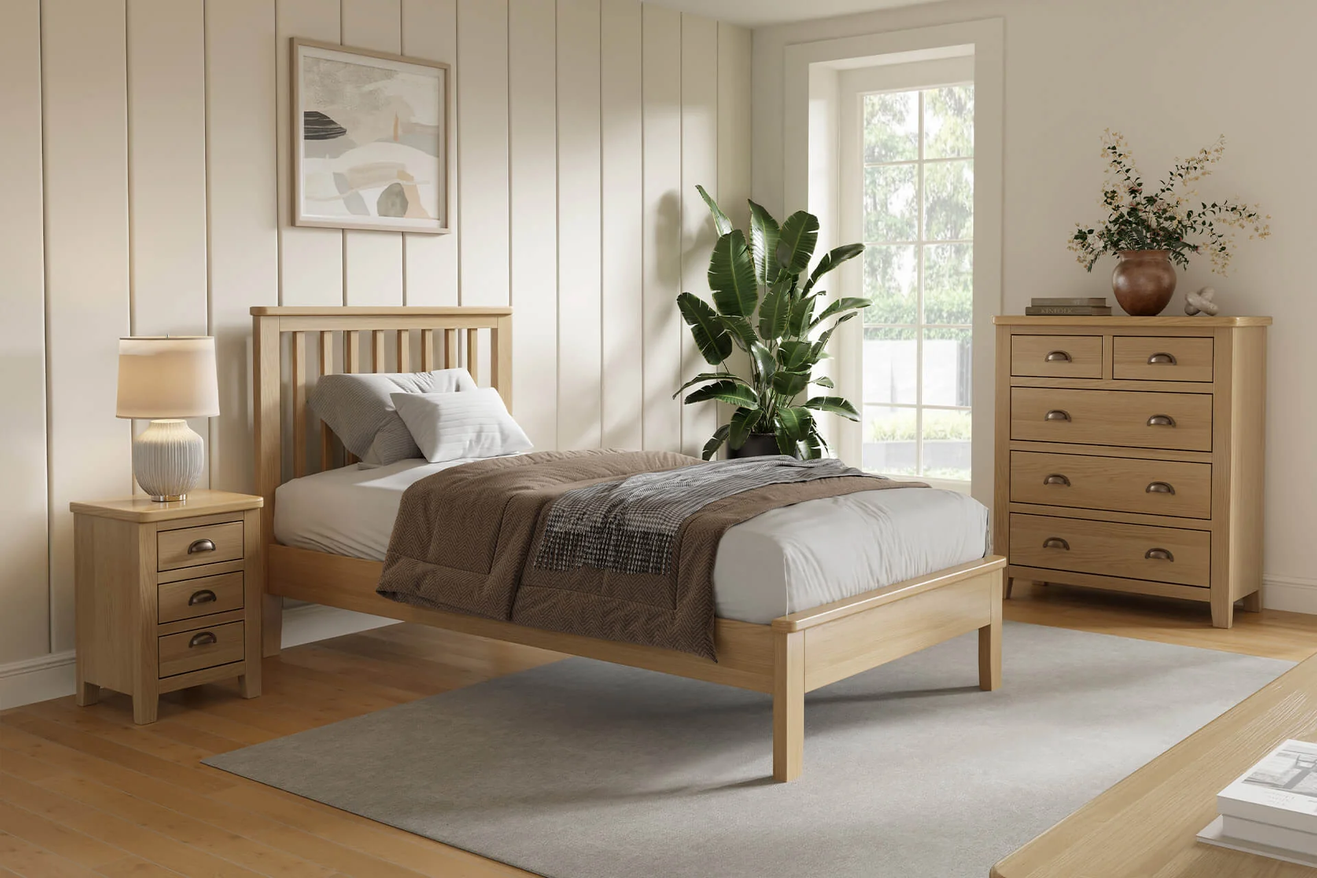Marsden 3' Bed – Natural Oak Finish with Shaker Legs - Image 3