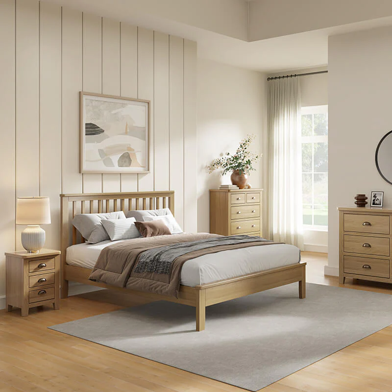 Marsden 5' Bed – Natural Oak with Shaker Legs