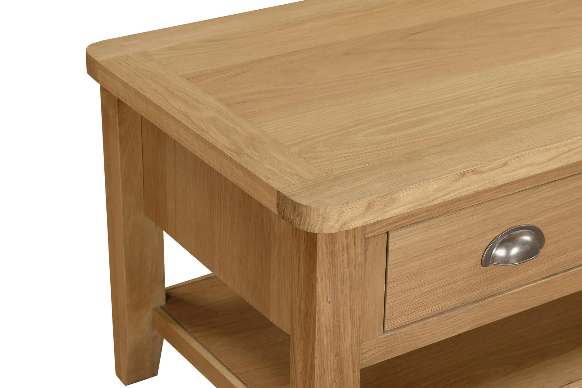 Marsden Coffee Table 90cm – Natural Oak with Dual-Sided Drawer - Image 5
