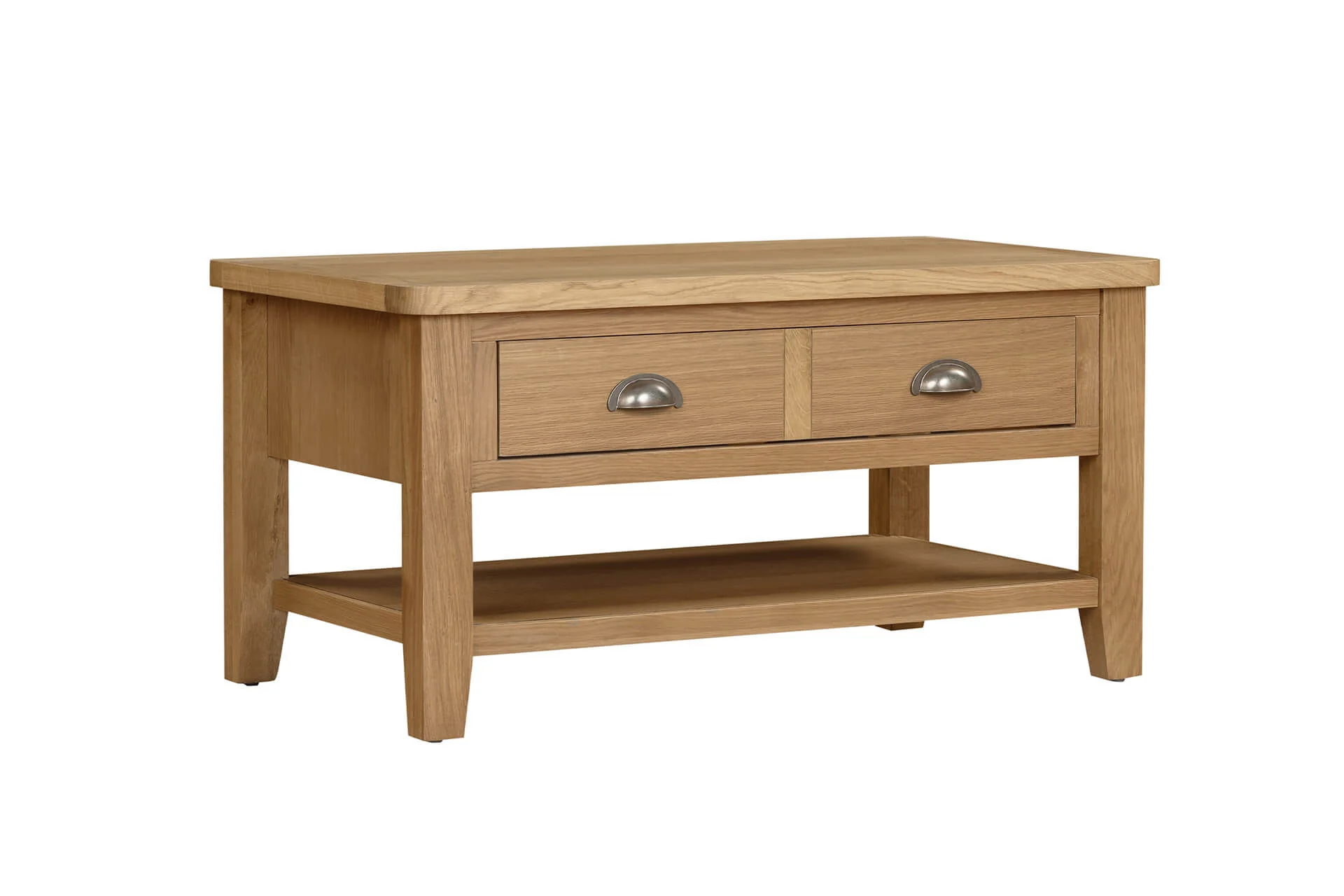 Marsden Coffee Table 90cm – Natural Oak with Dual-Sided Drawer - Image 8