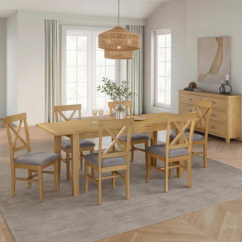 Marsden Extending Dining Table – Natural Oak with Butterfly Leaf 200cm