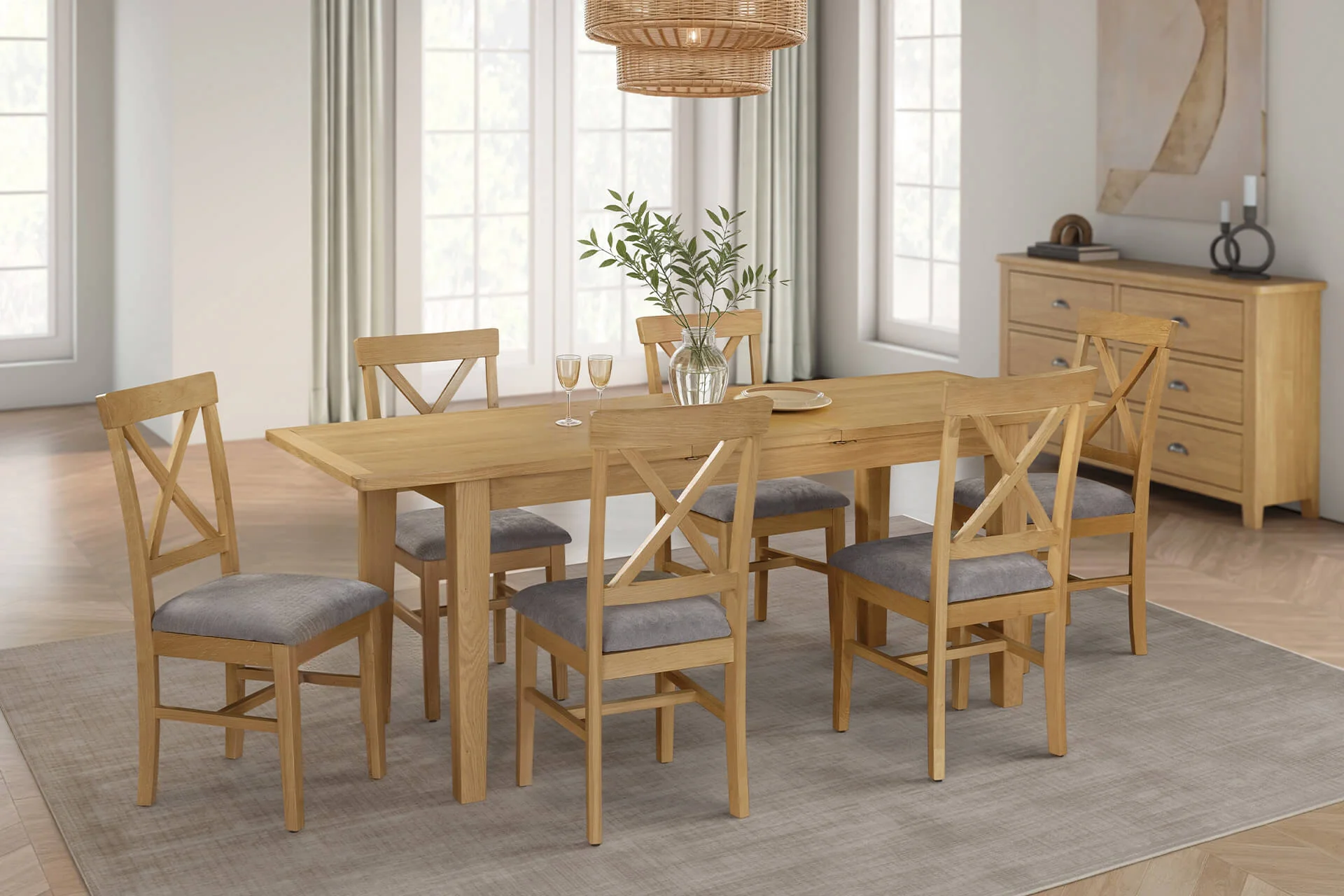 Marsden Extending Dining Table – Natural Oak with Butterfly Leaf 200cm - Image 3