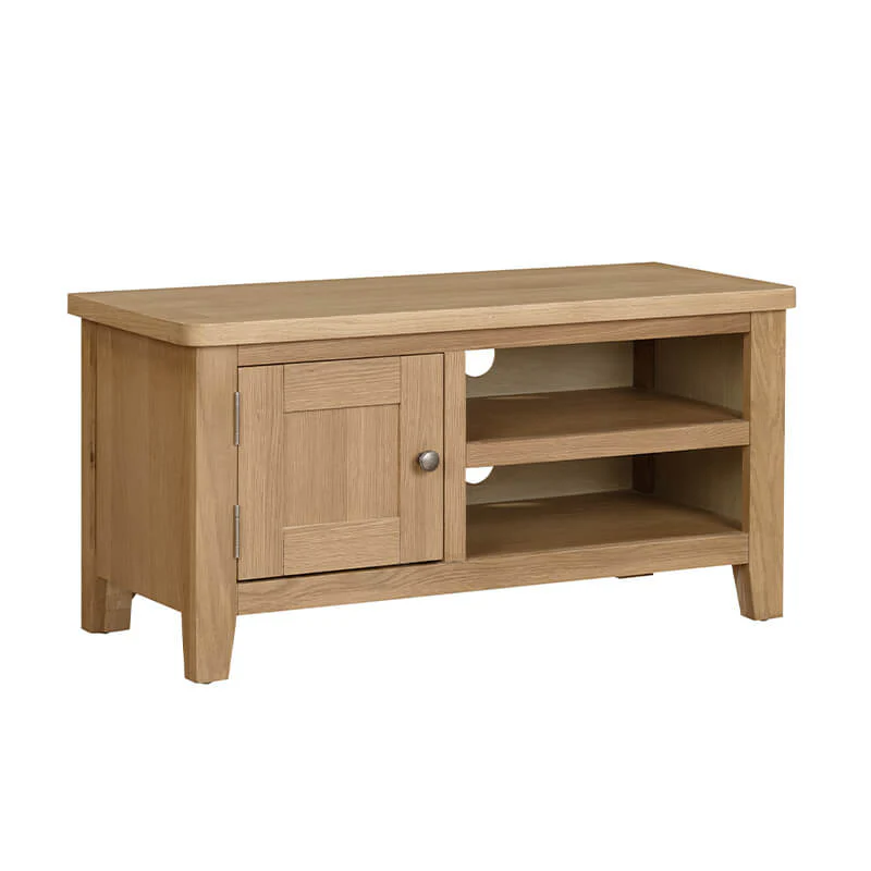 Marsden TV Unit 90cm – Natural Oak Finish with Compact Storage