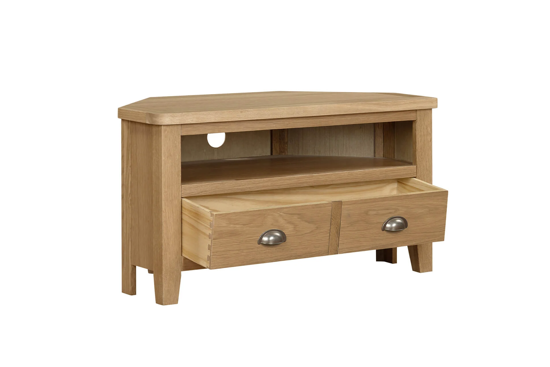 Marsden Corner TV Unit 900 – Natural Oak with Storage Drawer (Pre-order for July) - Image 8