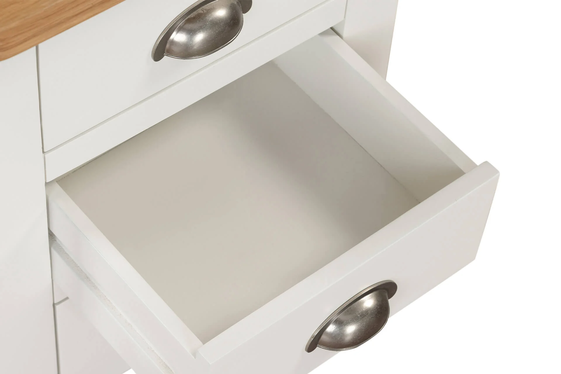 Mellor 3 Drawer Bedside Table – Cashmere with Oak-Veneered Top 420mm - Image 9