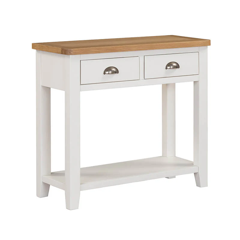 Mellor Console Table – Cashmere Finish with Oak-Veneered Top 850mm