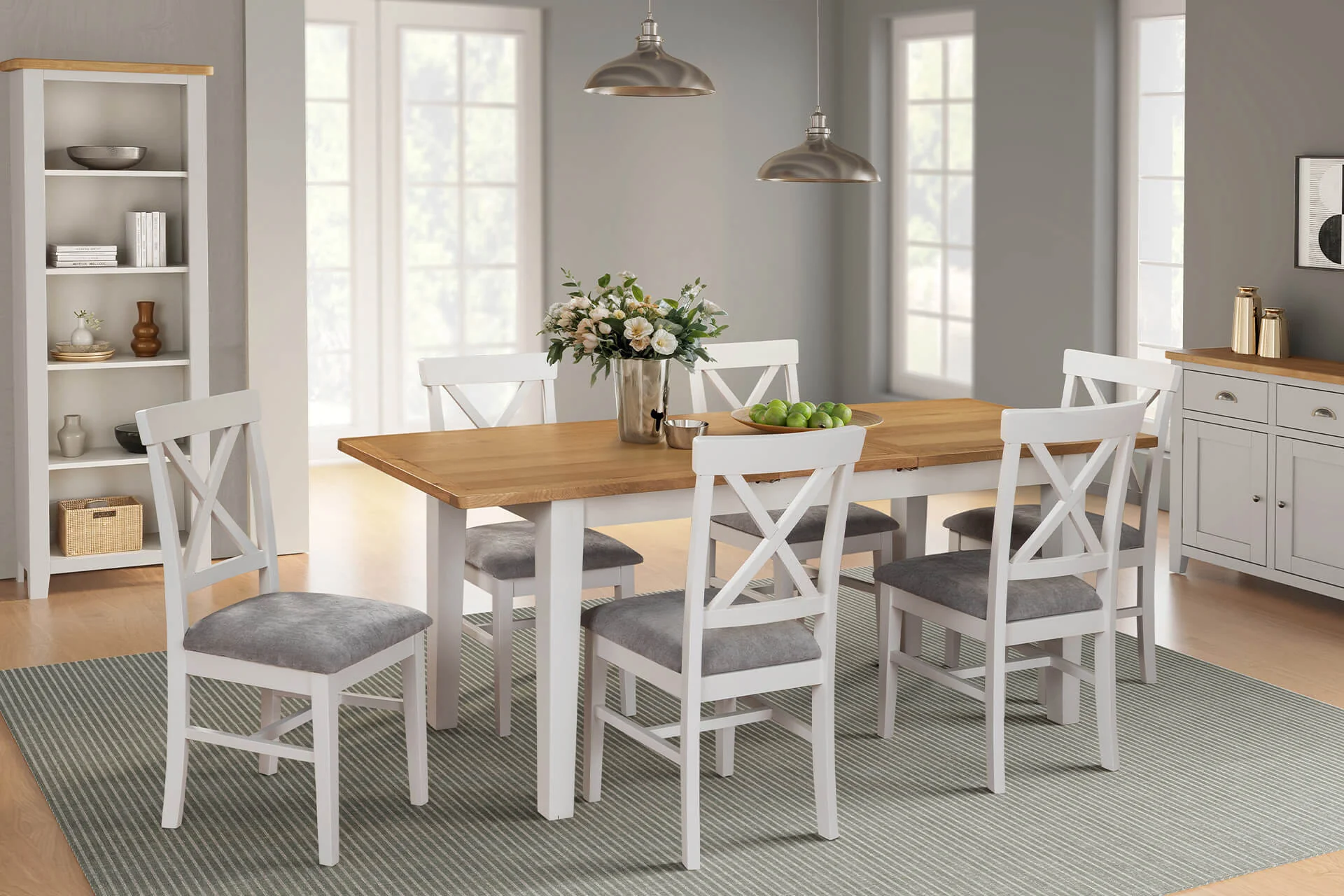 Mellor Dining Chair – Grey Fabric Seat with Cashmere Finish - Image 3