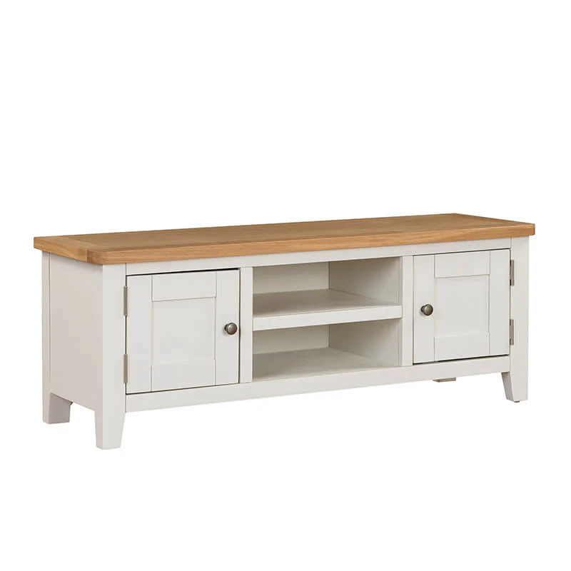 Mellor TV Unit 120cm – Cashmere with Oak-Veneered Top