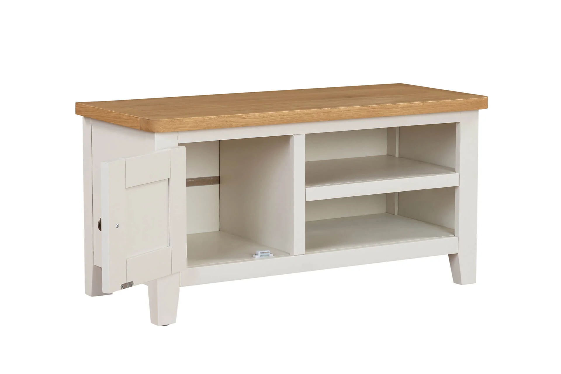 Mellor TV Unit 90cm – Cashmere Finish with Oak-Veneered Top - Image 8
