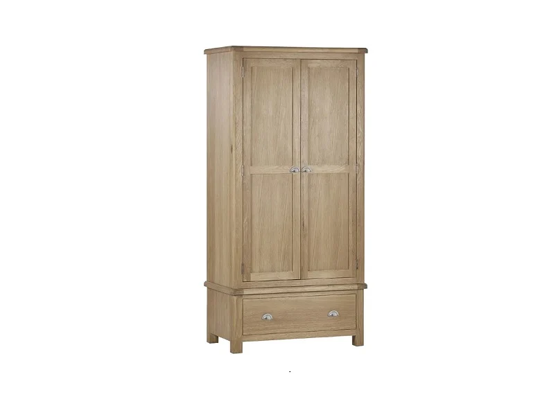 Memphis Limed Oak Two Door Wardrobe – H190cm with Interior Hanging Rail - Image 2