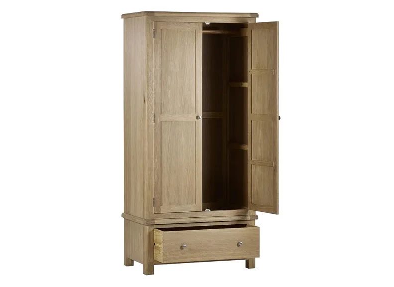 Memphis Limed Oak Two Door Wardrobe – H190cm with Interior Hanging Rail - Image 3