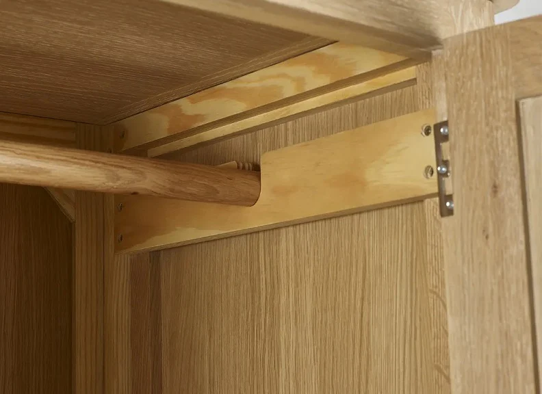 Memphis Limed Oak Two Door Wardrobe – H190cm with Interior Hanging Rail - Image 4
