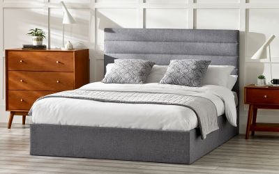 Merida Lift-Up Storage Bed 135CM - Grey Linen - Image 6
