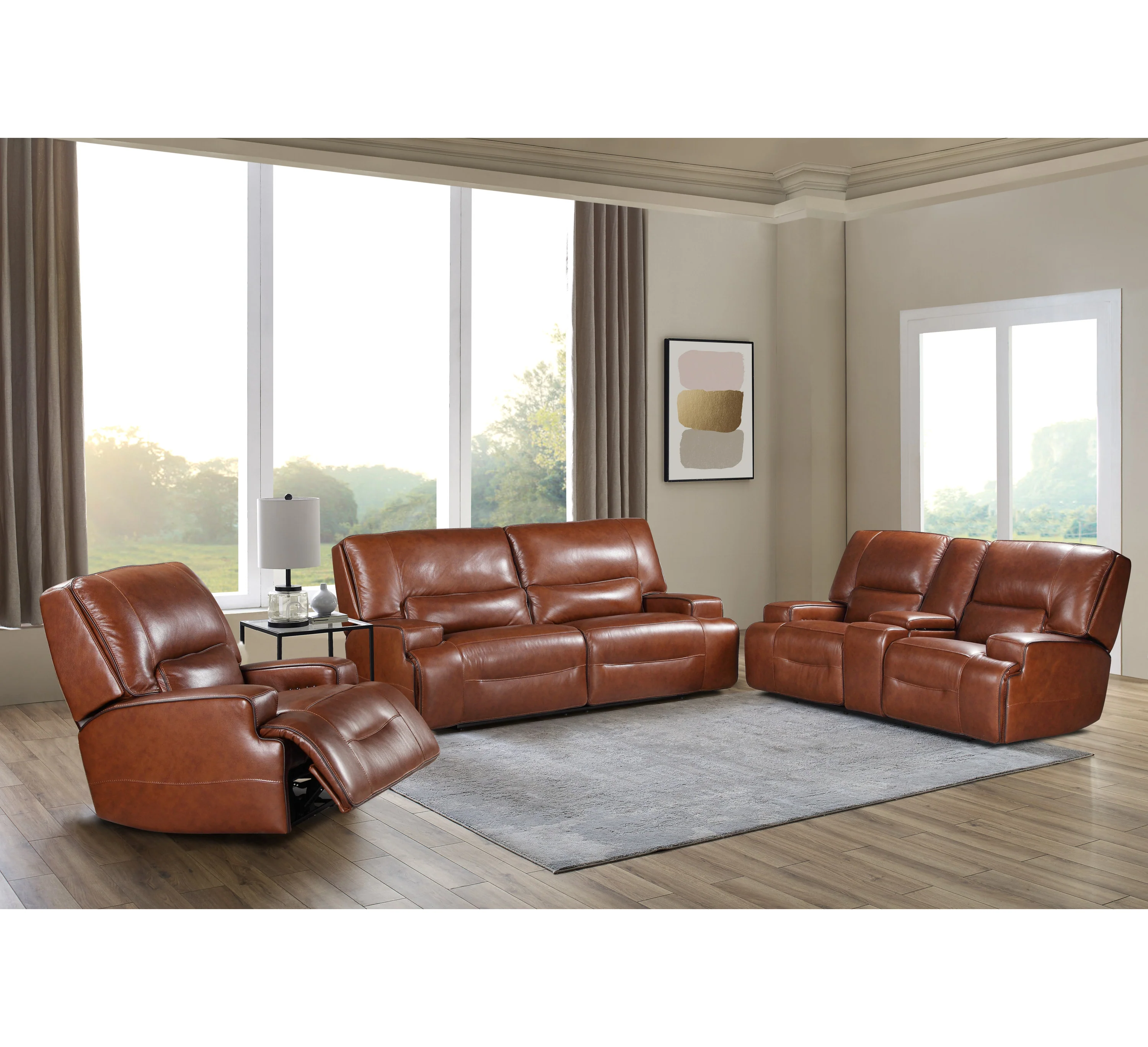 Miami 2 Seater – Dark Brown Leather with USB Port and Cup Holder - Image 2