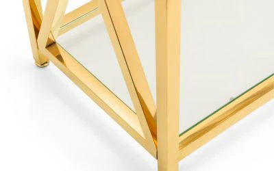 Miami Console Table – Gold Frame with Tempered Glass Shelf - Image 3