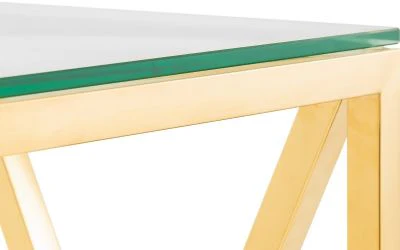 Miami Console Table – Gold Frame with Tempered Glass Shelf - Image 5