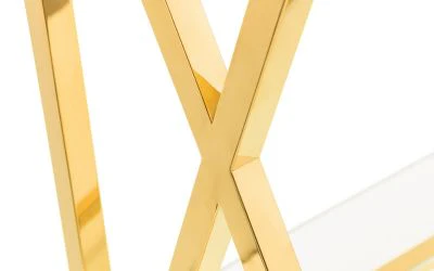 Miami Console Table – Gold Frame with Tempered Glass Shelf - Image 6