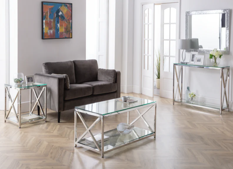 Miami Glass & Chrome Lamp Table - Image 4