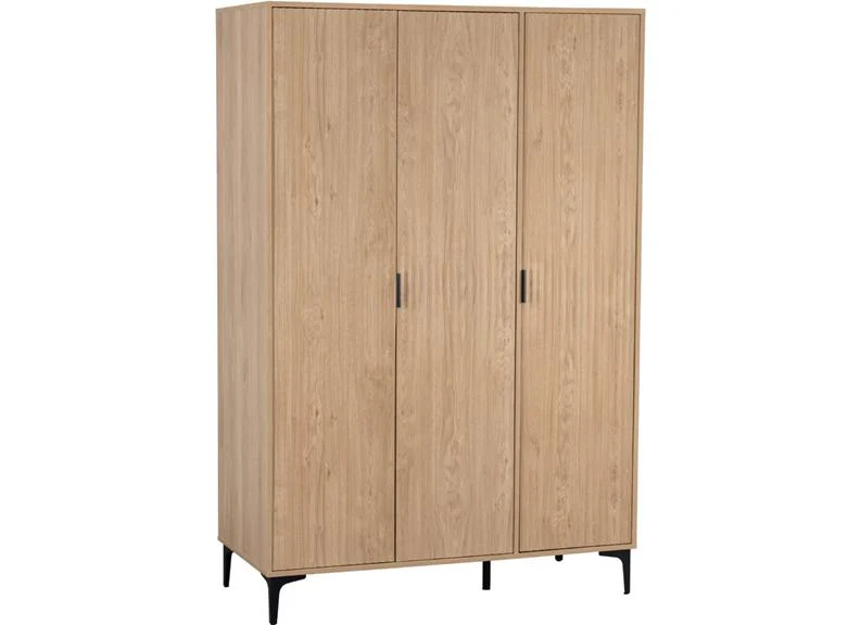 Miami Oak Three Door Wardrobe - Image 2