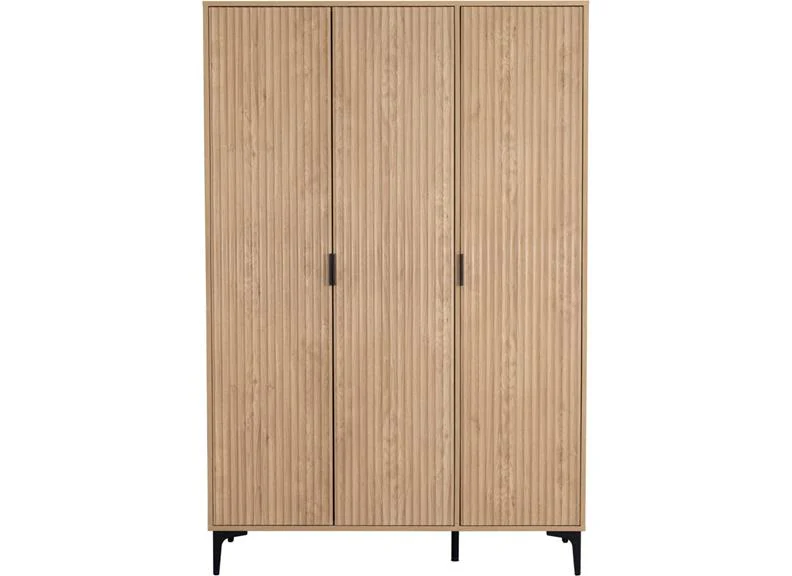 Miami Oak Three Door Wardrobe - Image 3