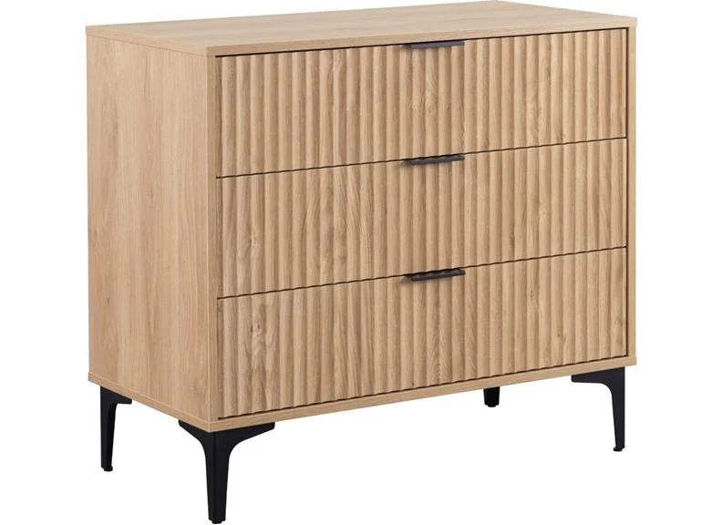 Miami Oak Three Drawer Bedroom Chest (PRE-ORDER FOR AUGUST) - Image 2