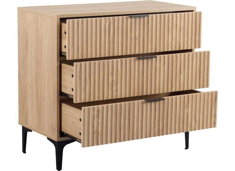 Miami Oak Three Drawer Bedroom Chest (PRE-ORDER FOR AUGUST) - Image 3