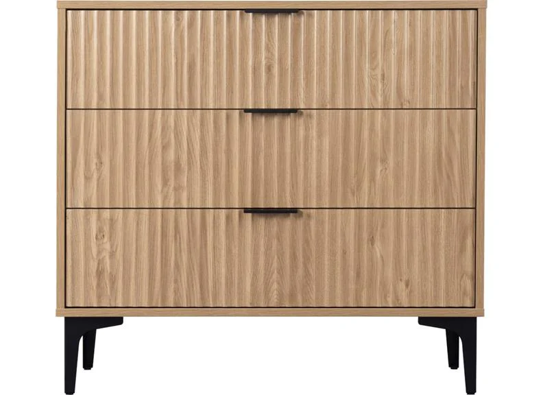 Miami Oak Three Drawer Bedroom Chest (PRE-ORDER FOR AUGUST) - Image 4