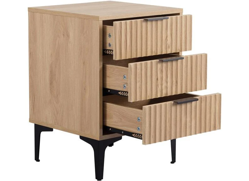 Miami Oak Three Drawer Bedside (PRE-ORDER FOR AUGUST) - Image 2