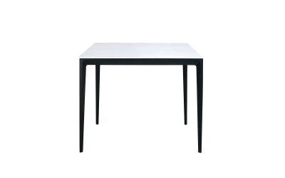 Miami Square Stone Top Dining Table – White Marble with Metal Frame - Image 2