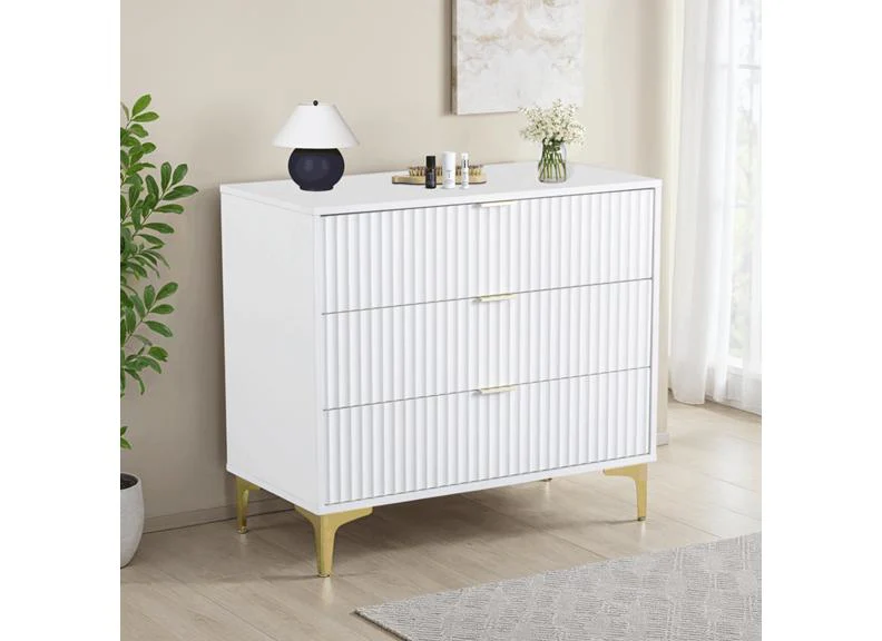 Miami White Three Drawer Bedroom Chest