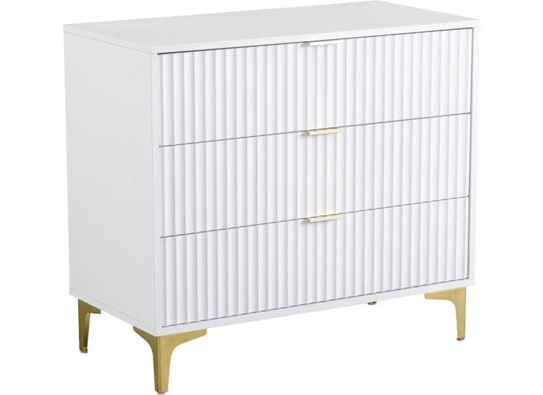 Miami White Three Drawer Bedroom Chest - Image 2