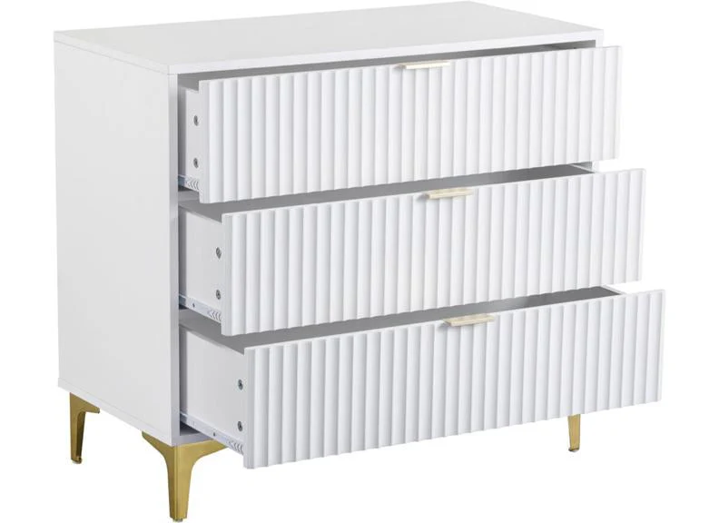 Miami White Three Drawer Bedroom Chest - Image 3