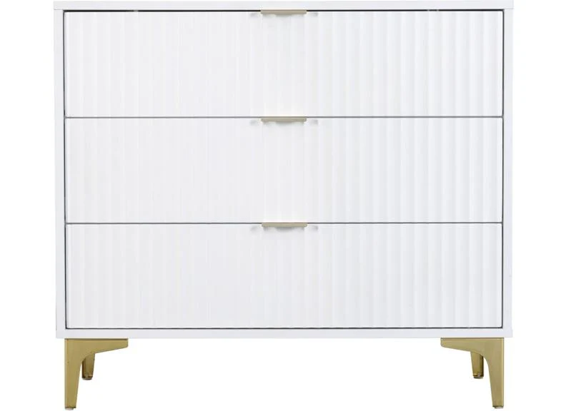Miami White Three Drawer Bedroom Chest - Image 4