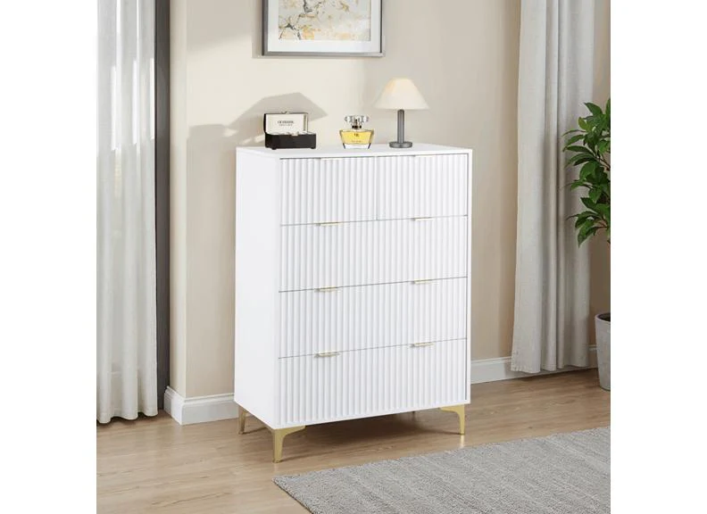 Miami White 2+3 Drawer Bedroom Chest