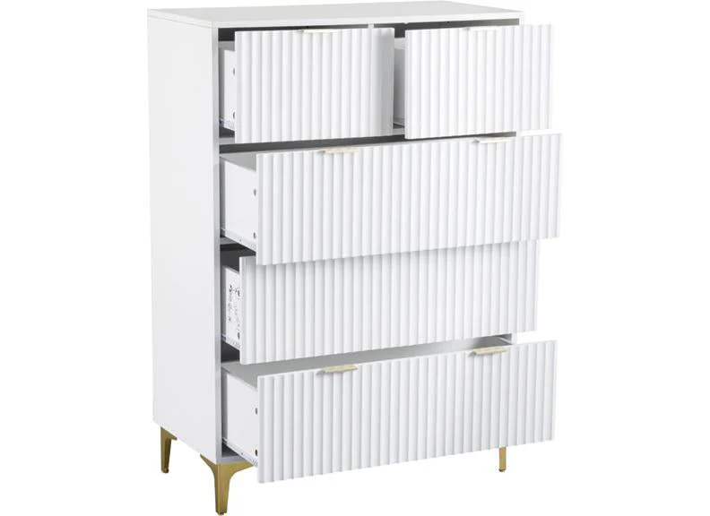 Miami White 2+3 Drawer Bedroom Chest - Image 3