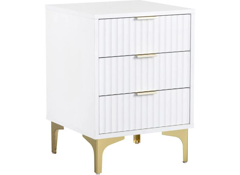 Miami White Three Drawer Bedside (PRE-ORDER FOR AUGUST) - Image 2