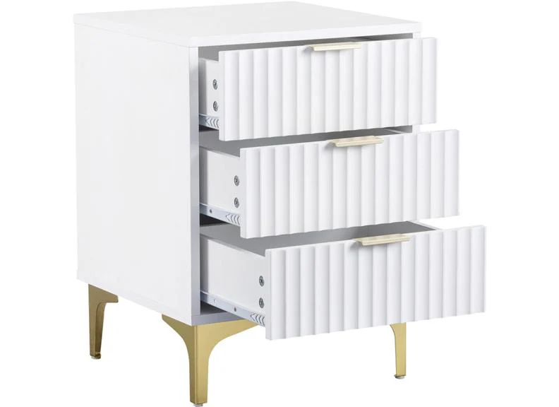 Miami White Three Drawer Bedside (PRE-ORDER FOR AUGUST) - Image 3