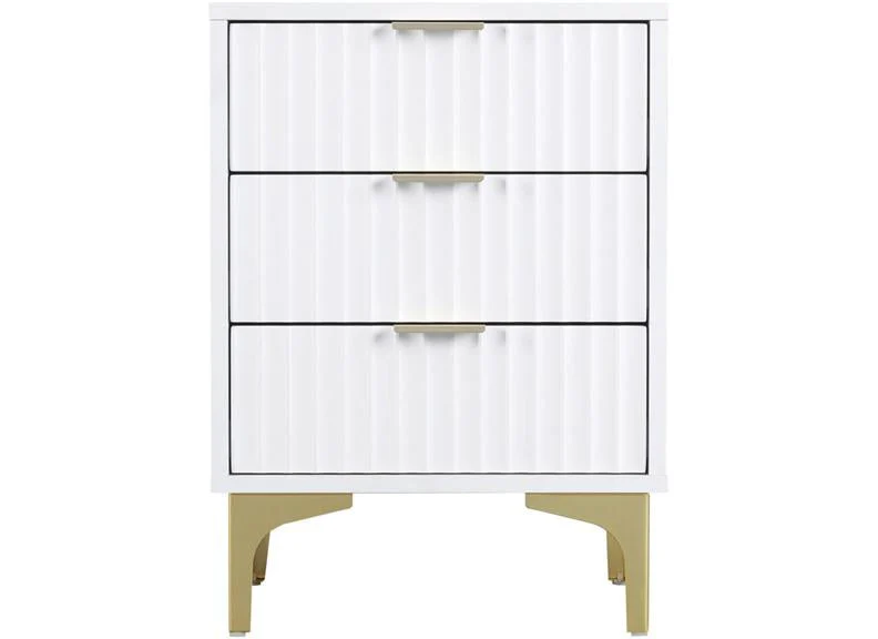Miami White Three Drawer Bedside (PRE-ORDER FOR AUGUST) - Image 4